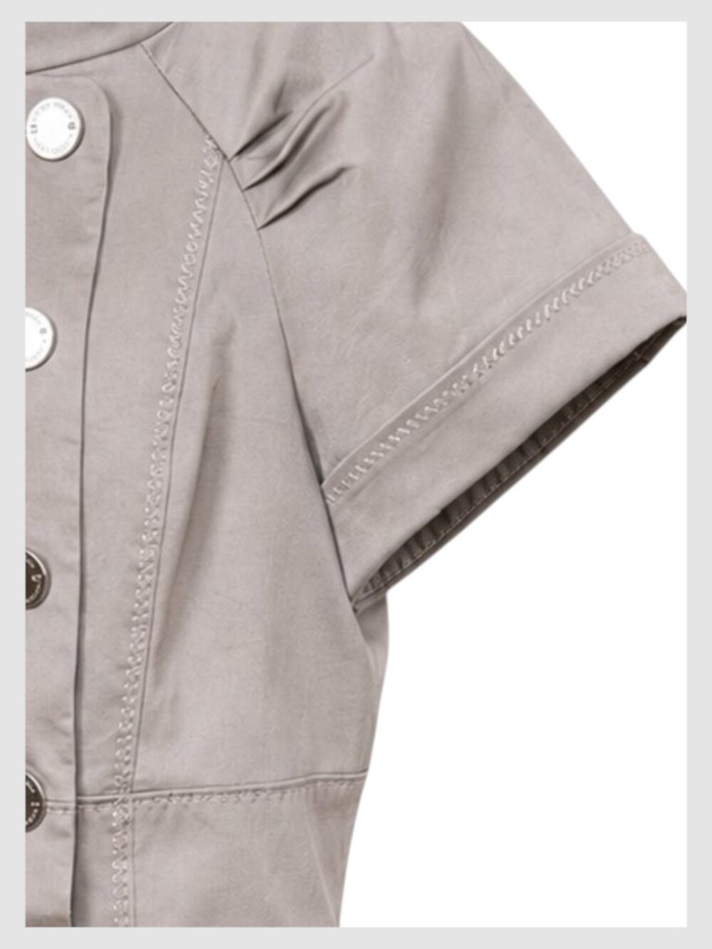 BCBGMAXAZRIA Double-Breasted Mock Neck Blazer Top Taupe Beige M - Picture 12 of 14
